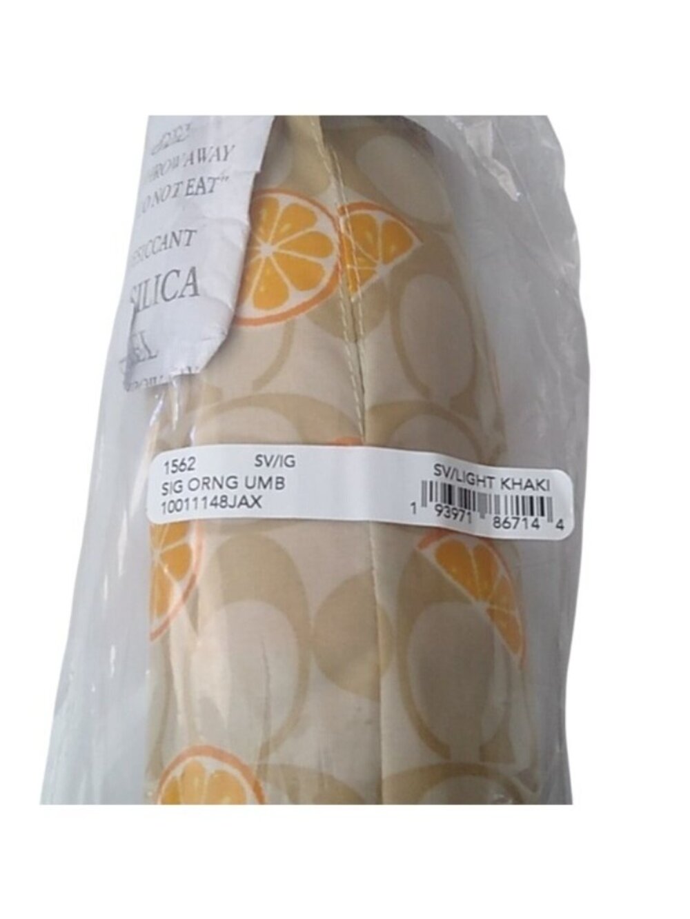 Coach 1562 Umbrella in Signature Orange Print, SV/Light Khaki - Picture 4 of 5
